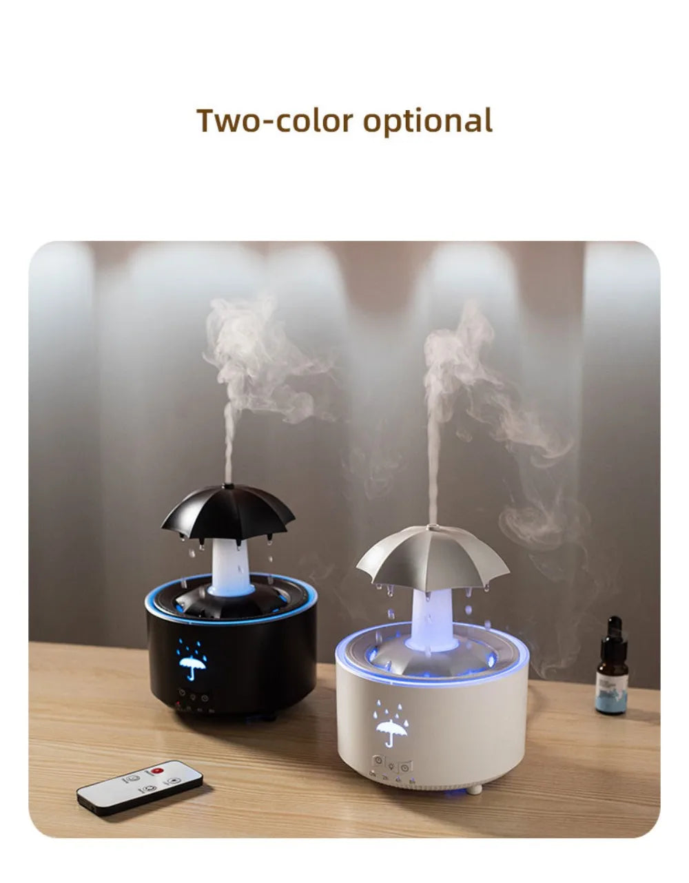 Rotating Umbrella Water Drop Air Humidifier with Colourful Night Lights Mute Spary Home Essential Oil Aroma Diffuser Humidifier