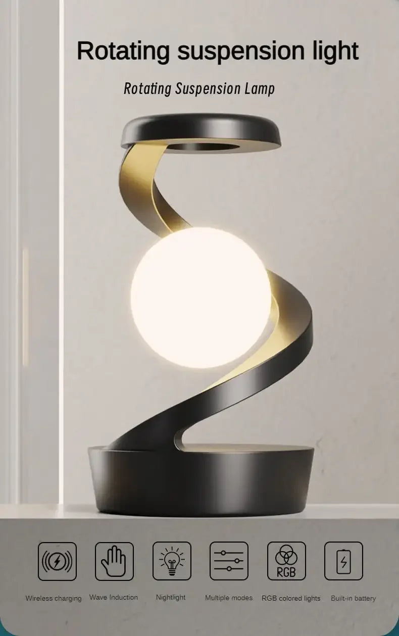 Rotating Moon Desk Lamp With Phone Wireless Charging Sensor Control Rotating Floating Mobile Phone Wireless Charging Desk Lamp