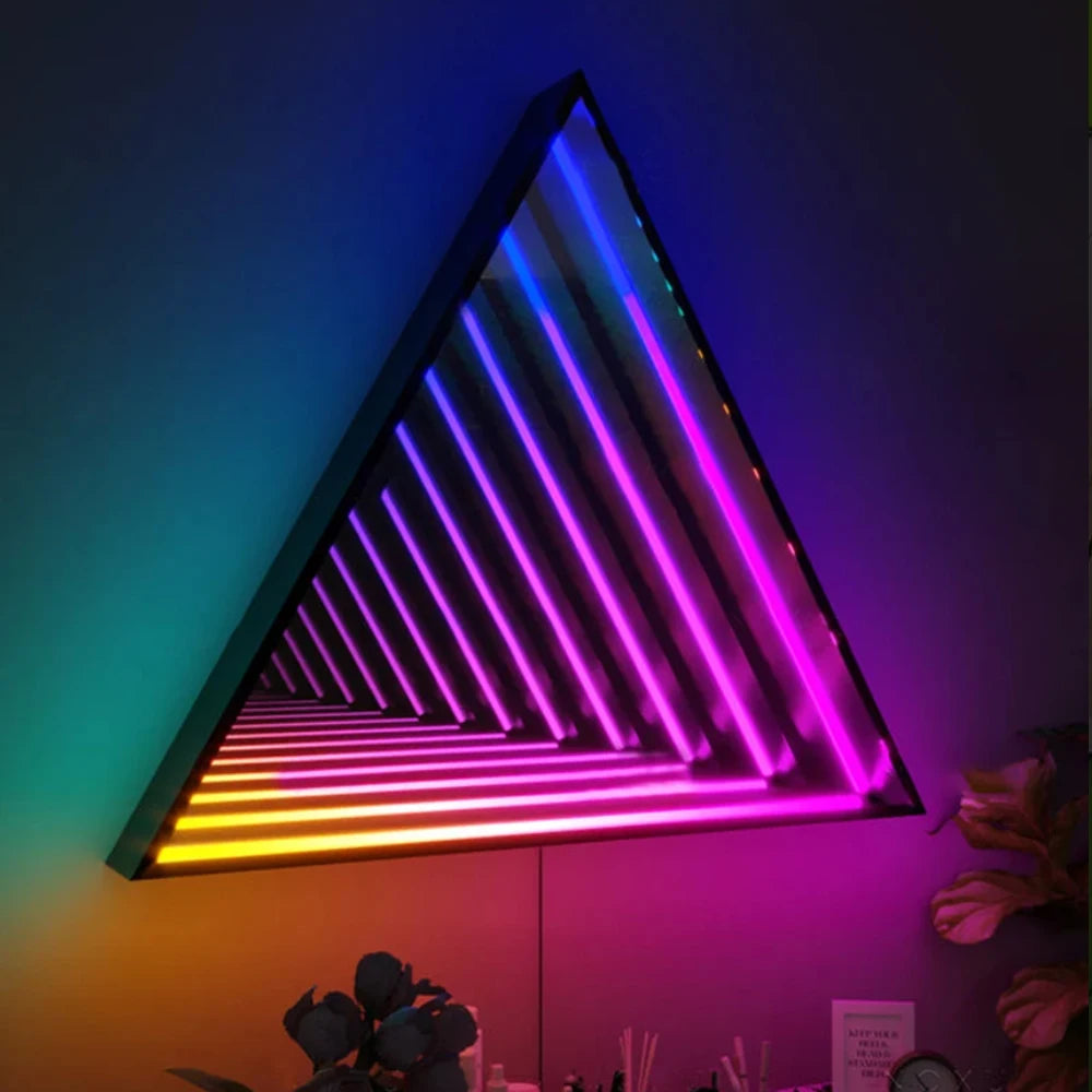 Custom 3d mirror neon sign LED Infinite mirror acrylic neon light thousand layer abyss mirror decoration bedroom atmosphere lamp