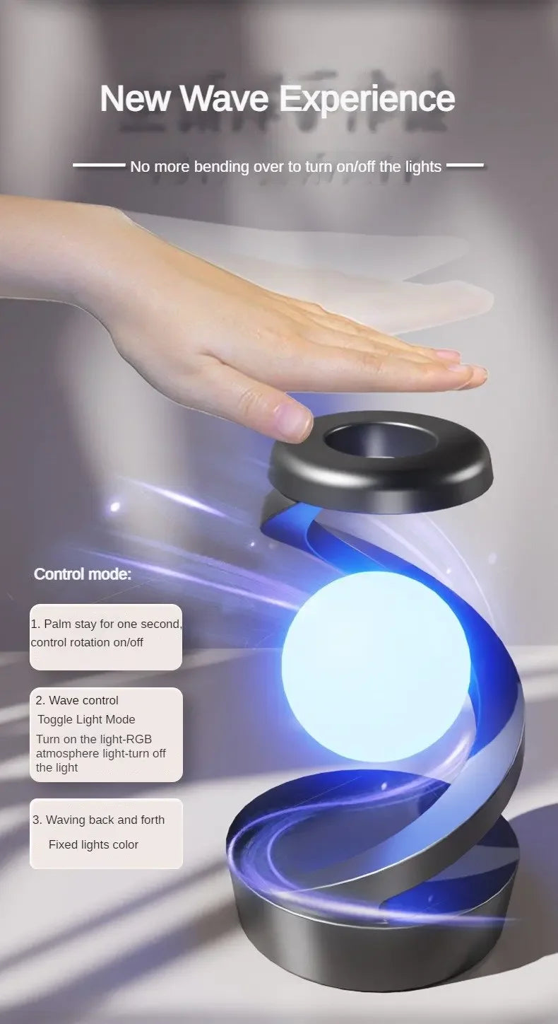 Rotating Moon Desk Lamp With Phone Wireless Charging Sensor Control Rotating Floating Mobile Phone Wireless Charging Desk Lamp