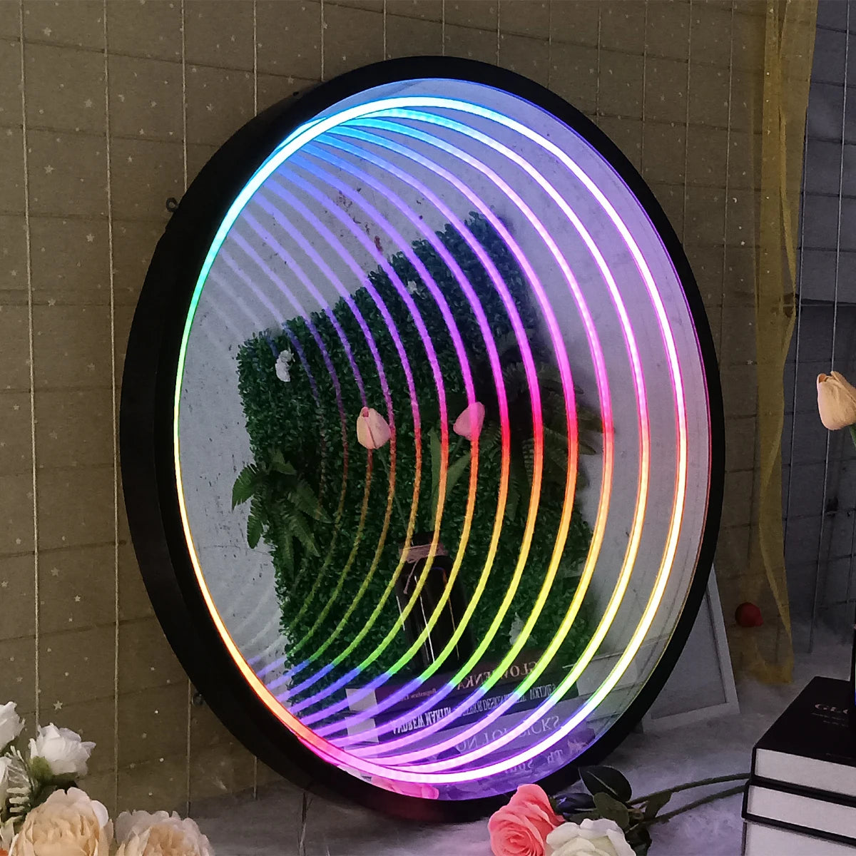 Custom 3d mirror neon sign LED Infinite mirror acrylic neon light thousand layer abyss mirror decoration bedroom atmosphere lamp