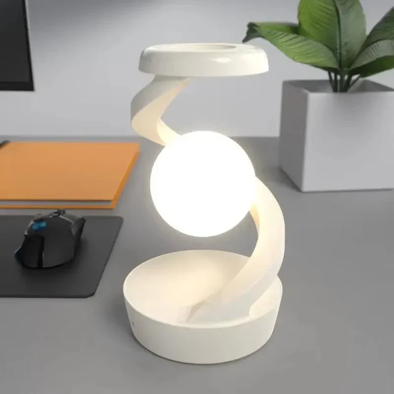 Rotating Moon Desk Lamp With Phone Wireless Charging Sensor Control Rotating Floating Mobile Phone Wireless Charging Desk Lamp