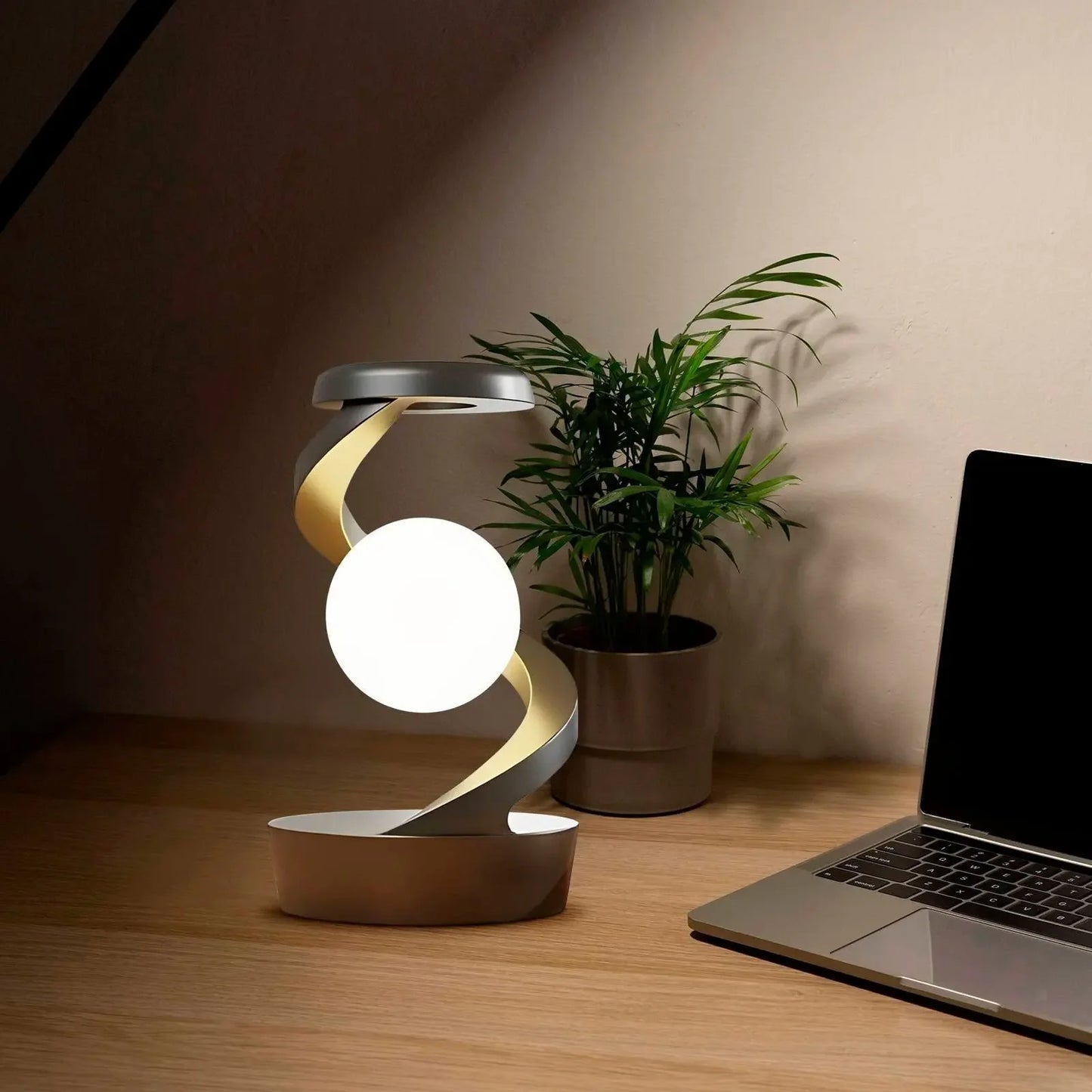 Rotating Moon Desk Lamp With Phone Wireless Charging Sensor Control Rotating Floating Mobile Phone Wireless Charging Desk Lamp